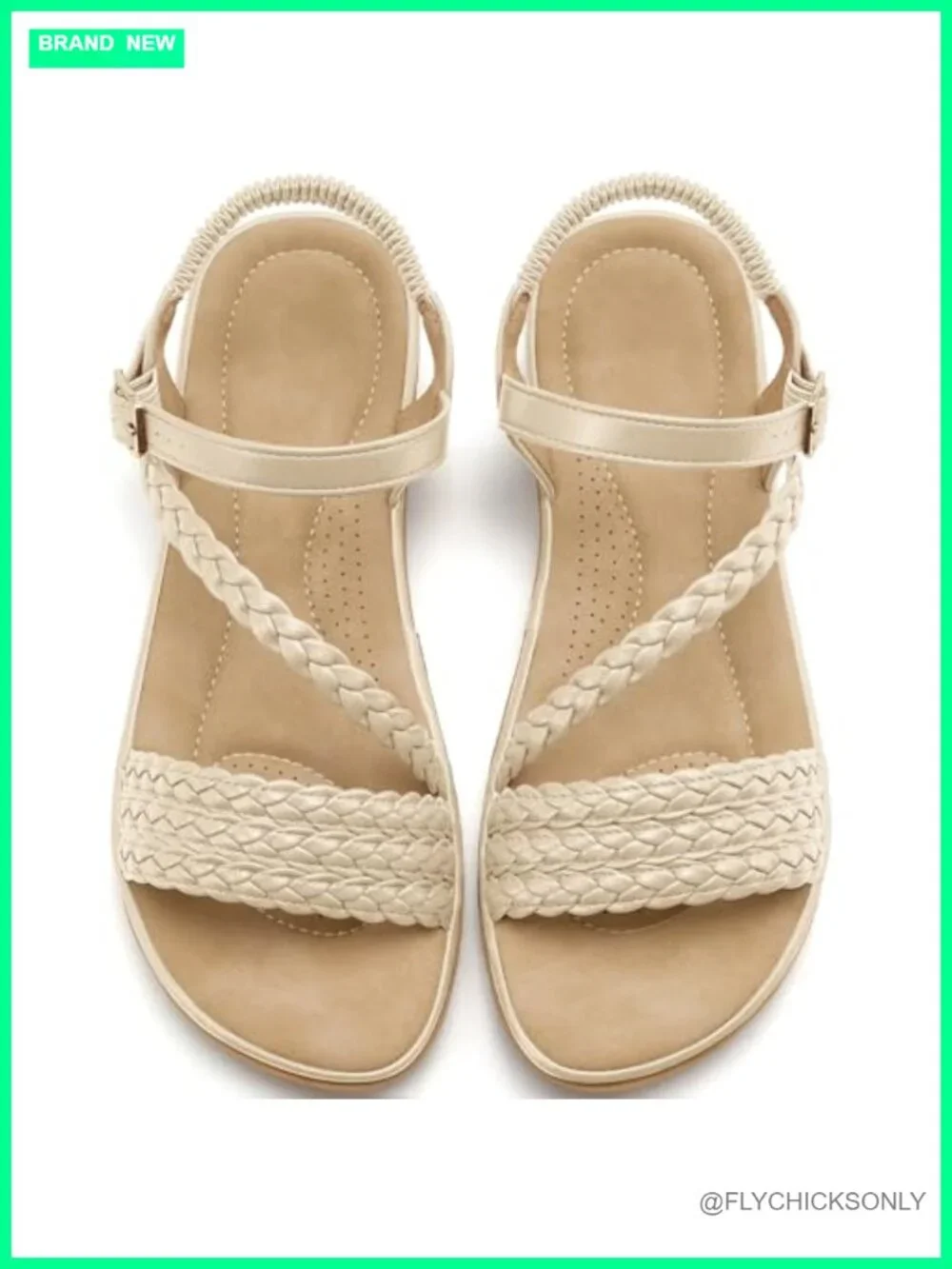 Womens Strappy Flat Sandals with Adjustable Buckle - Comfort Walking Shoes